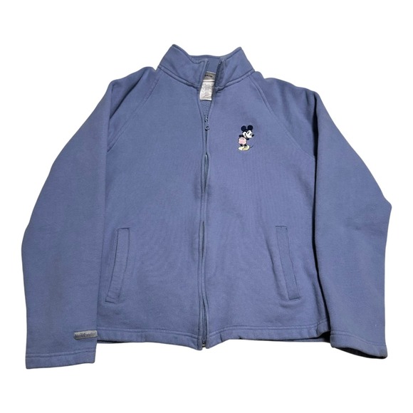 Walt Disney World Mickey Mouse Embroidered Blue Fleece Jacket Women's Large - Picture 1 of 9
